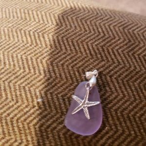 Purple Seaglass and Starfish Pendant